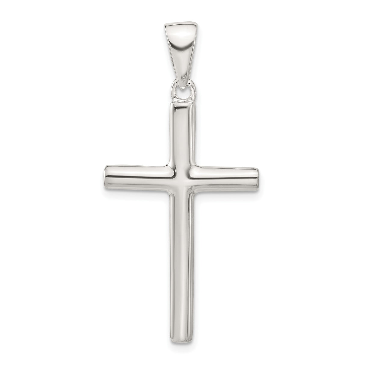Sterling Silver Cross Pendant with Traditional Latin Design and Sleek Bail for Men and Women