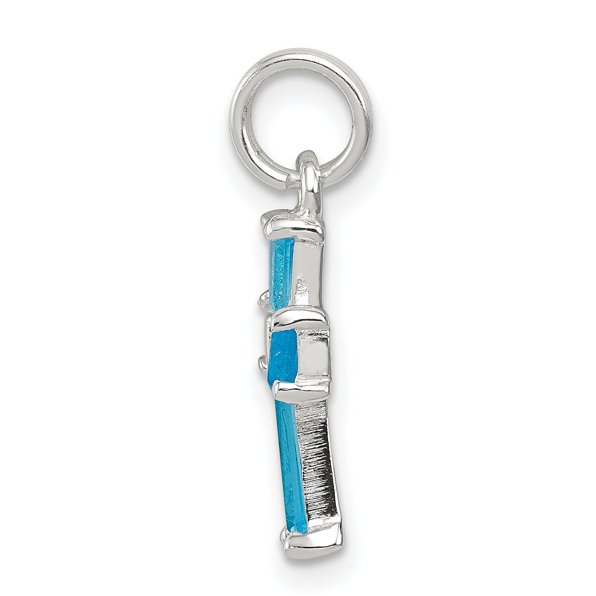 Blue CZ Cross Charm Pendant in Real 925 Sterling Silver