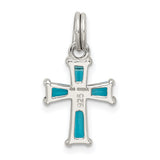 Blue CZ Cross Charm Pendant in Real 925 Sterling Silver