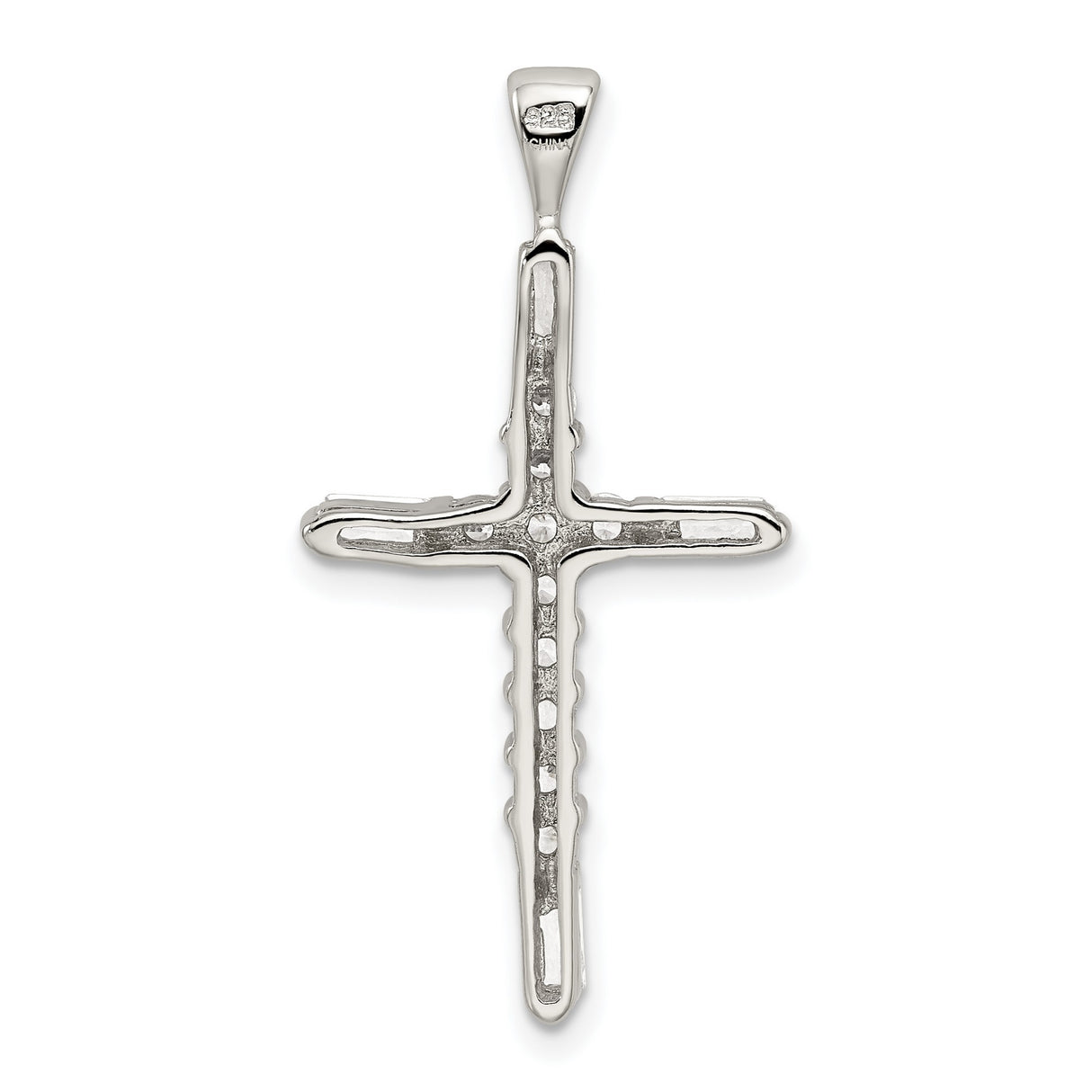 CZ Cross Charm Pendant in Real 925 Sterling Silver