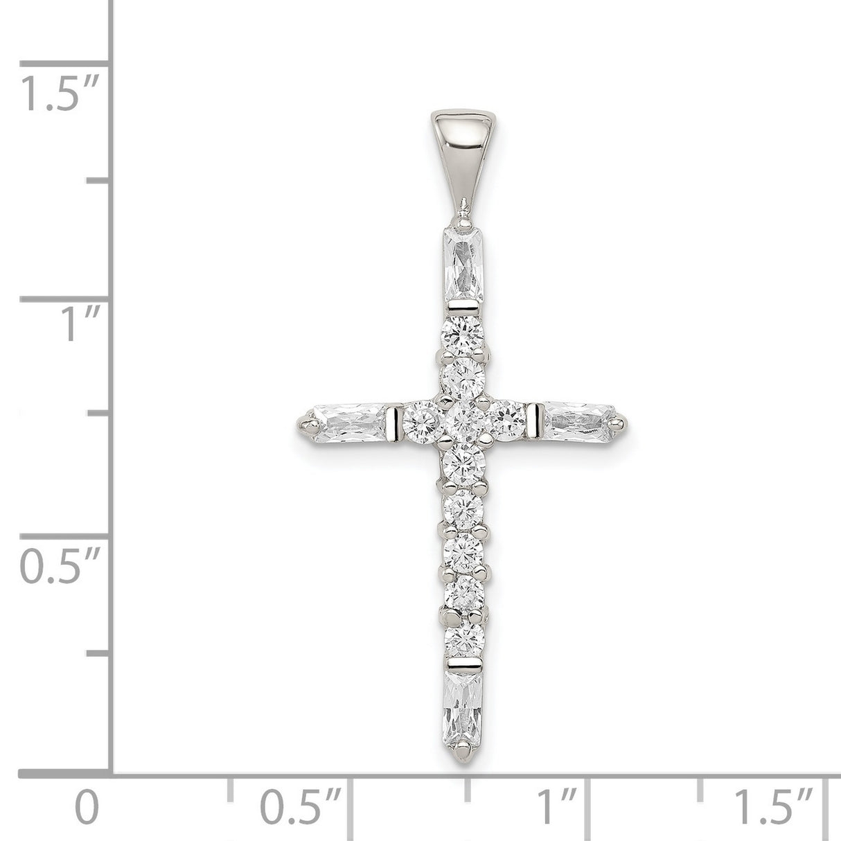 CZ Cross Charm Pendant in Real 925 Sterling Silver