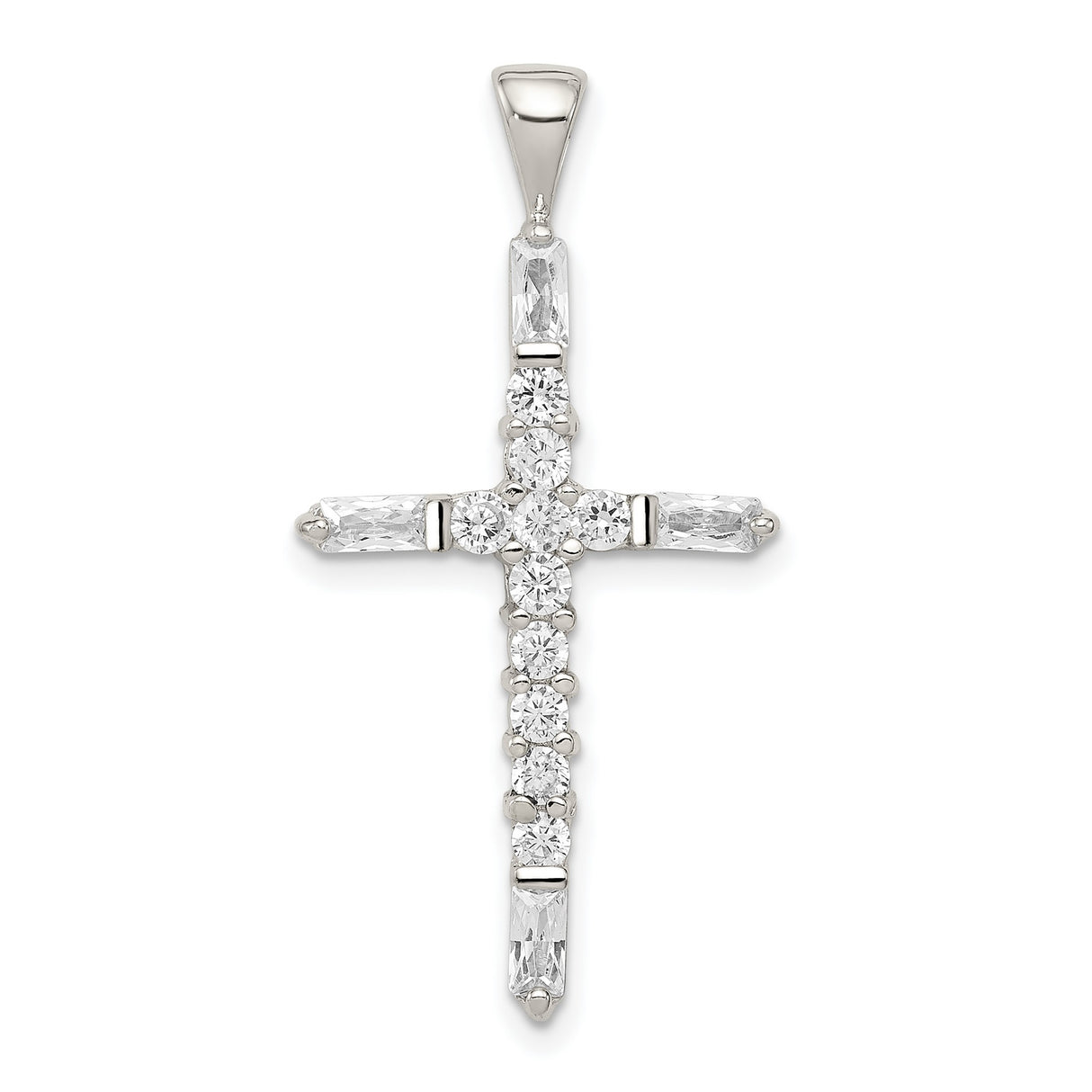 CZ Cross Charm Pendant in Real 925 Sterling Silver