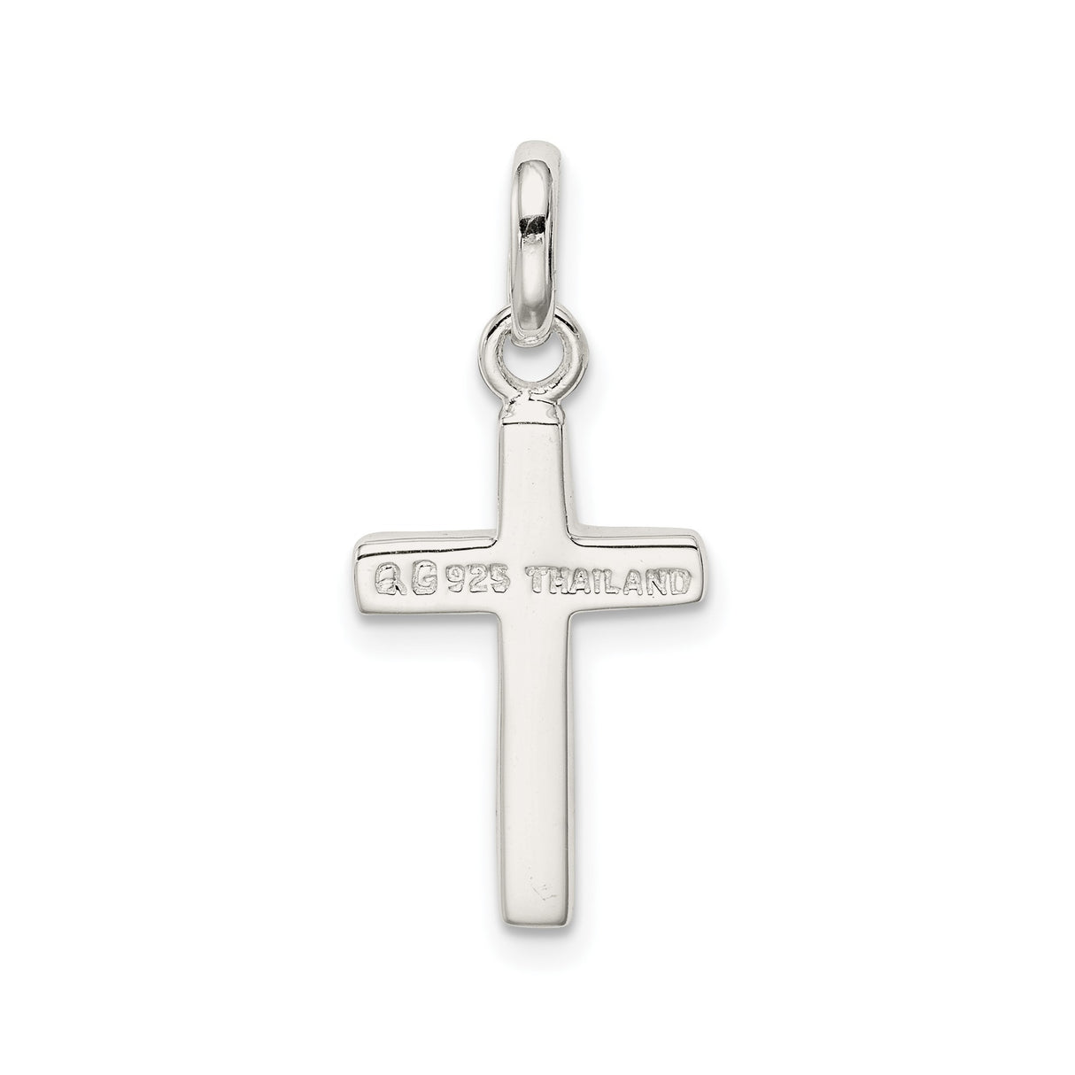 Sterling Silver Cross Pendant with High Gloss Finish, Modern Minimalist Faith Jewelry