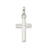 Sterling Silver Cross Pendant with High Gloss Finish, Modern Minimalist Faith Jewelry