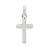 Sterling Silver Cross Pendant with High Gloss Finish, Modern Minimalist Faith Jewelry