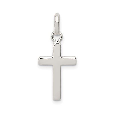 Sterling Silver Cross Pendant with High Gloss Finish, Modern Minimalist Faith Jewelry
