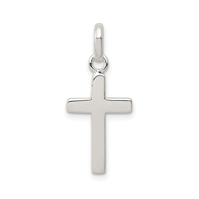 Sterling Silver Cross Pendant with High Gloss Finish, Modern Minimalist Faith Jewelry