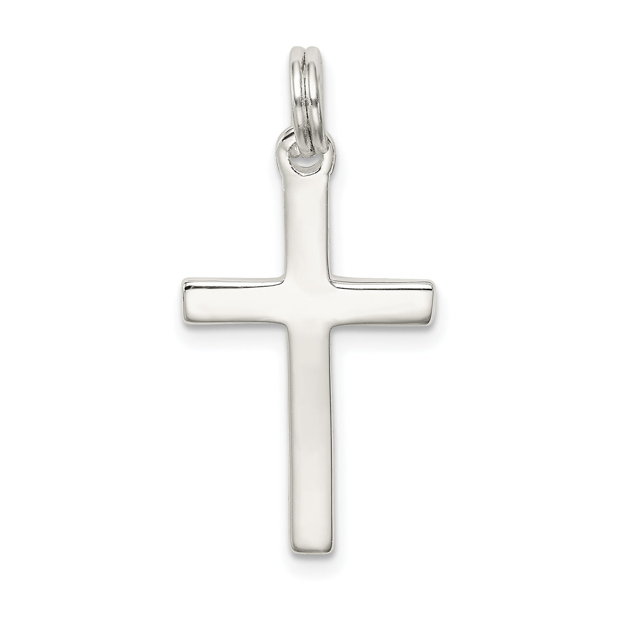 Sterling Silver Cross Pendant with Polished Finish, Minimalist Design, Unisex Faith Symbol