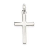 Sterling Silver Cross Pendant with Polished Finish, Minimalist Design, Unisex Faith Symbol