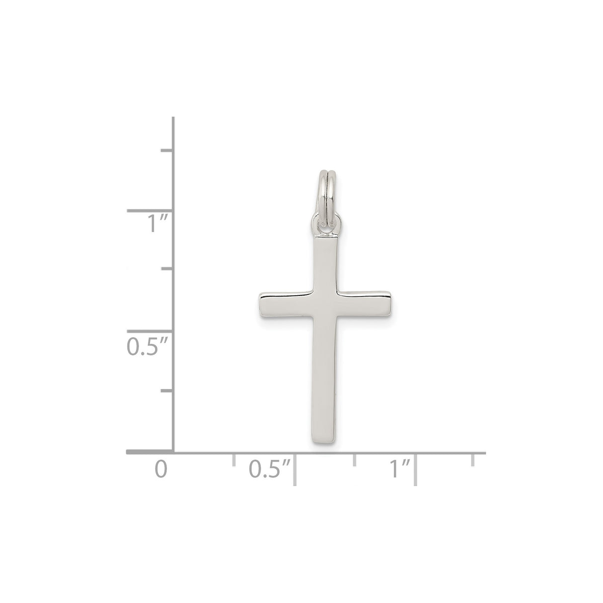 Sterling Silver Cross Pendant with Polished Finish, Minimalist Design, Unisex Faith Symbol