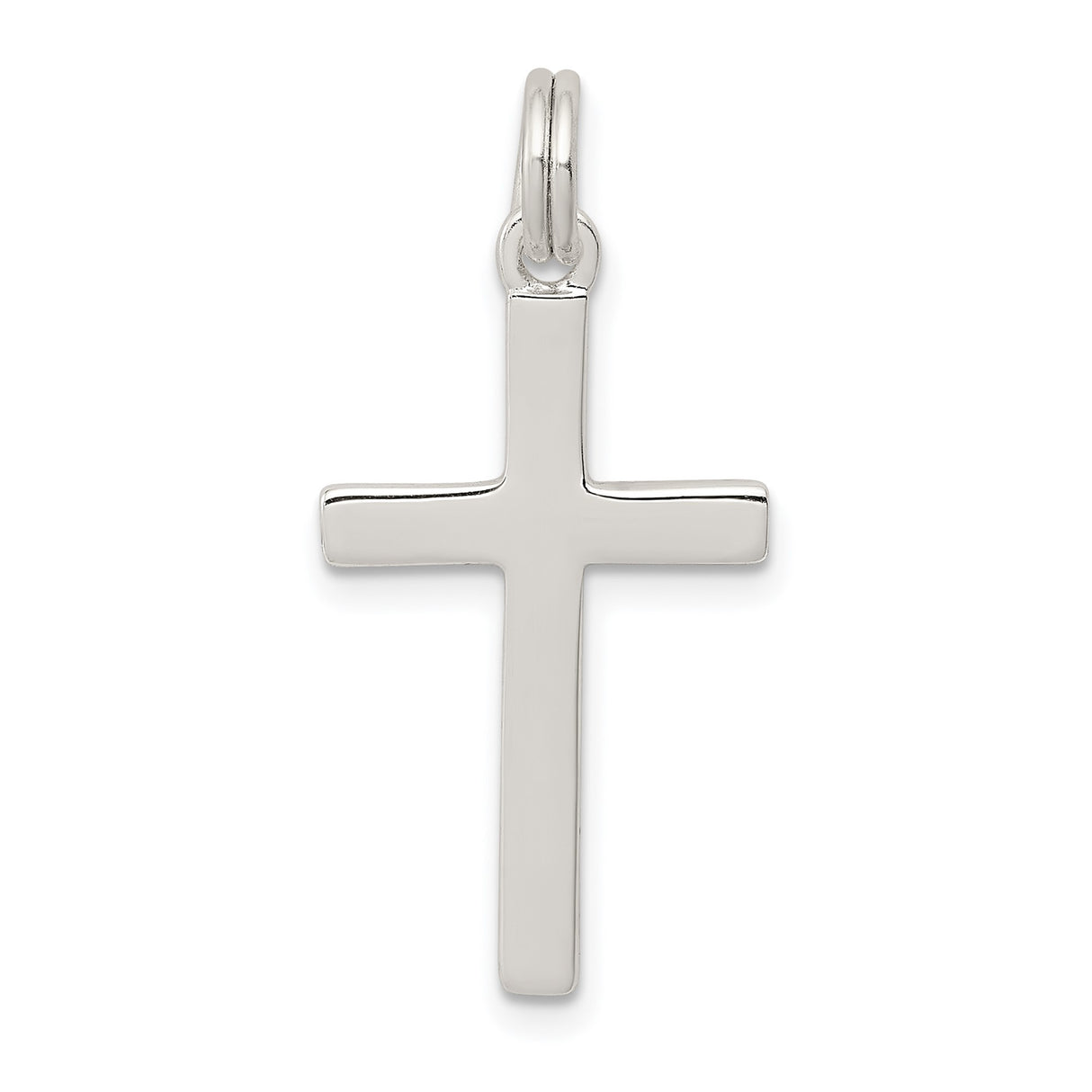 Sterling Silver Cross Pendant with Polished Finish, Minimalist Design, Unisex Faith Symbol