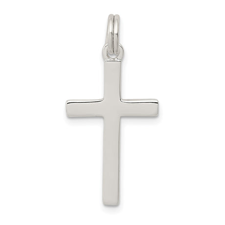 Sterling Silver Cross Pendant with Polished Finish, Minimalist Design, Unisex Faith Symbol