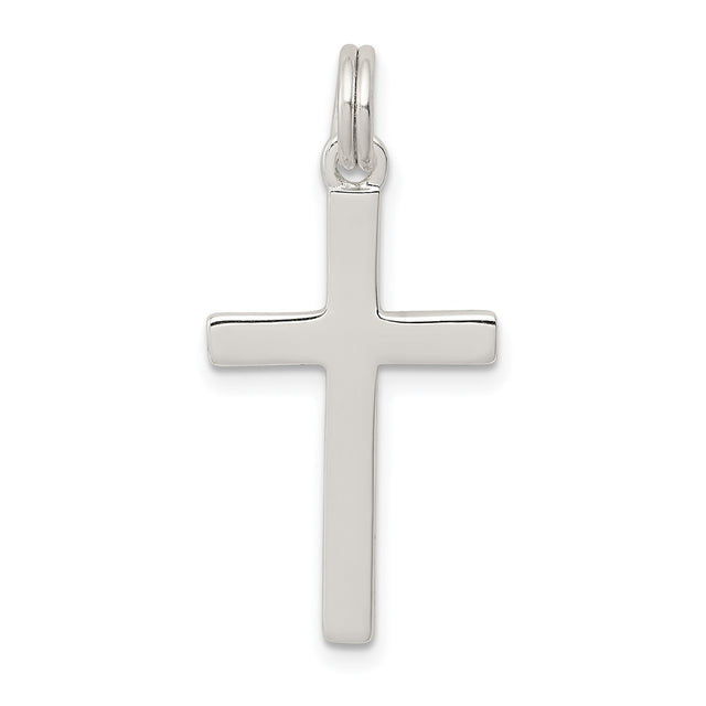 Sterling Silver Cross Pendant with Polished Finish, Minimalist Design, Unisex Faith Symbol