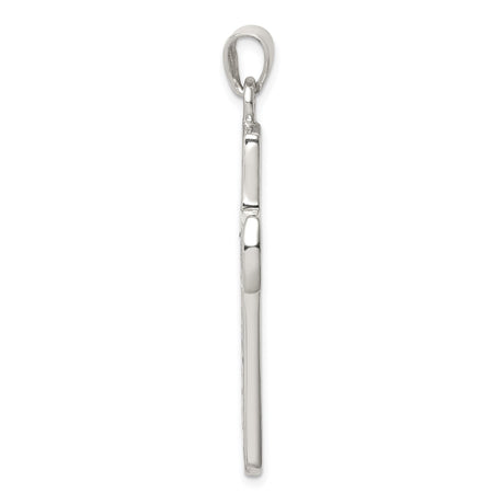 Sterling Silver Cross Pendant with Mosaic Inlay and Shell Detail