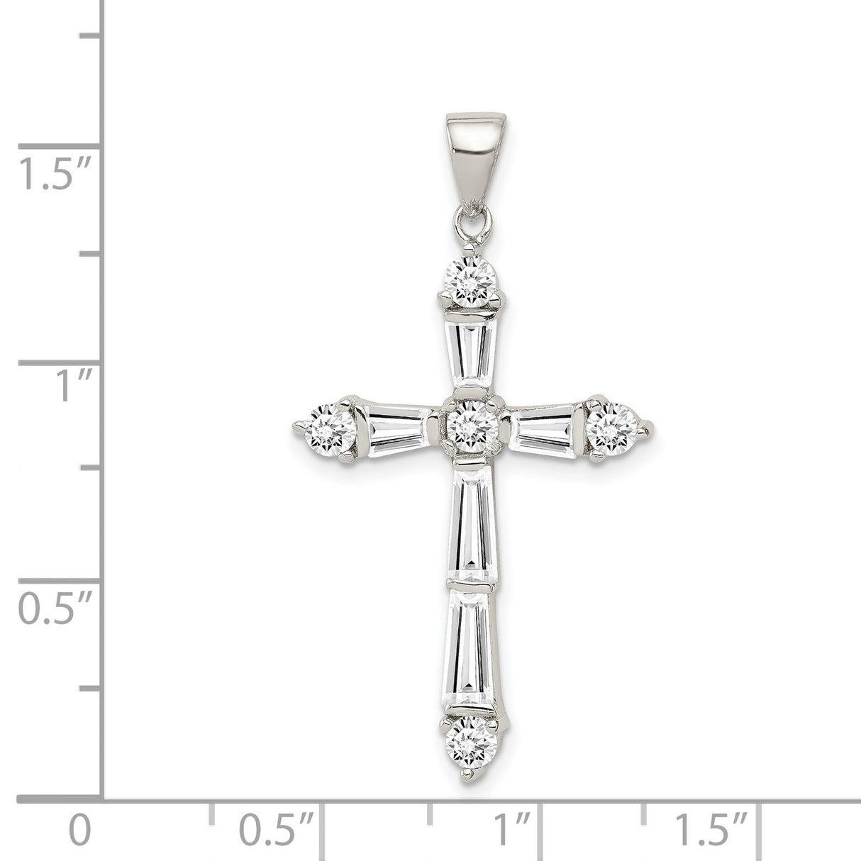 CZ Cross Charm Pendant in Real 925 Sterling Silver