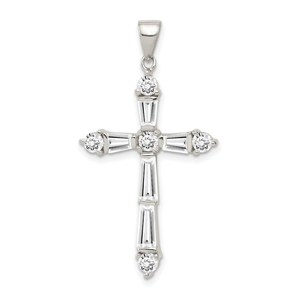 CZ Cross Charm Pendant in Real 925 Sterling Silver