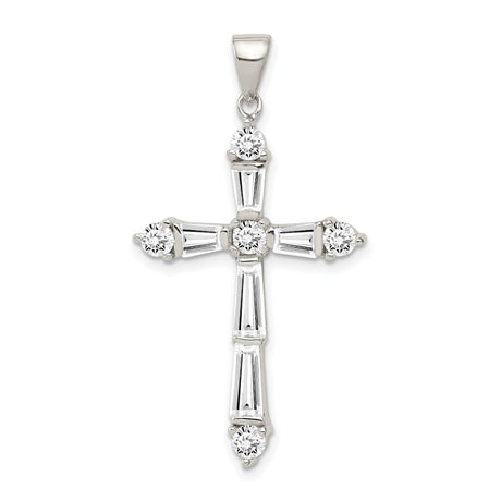 CZ Cross Charm Pendant in Real 925 Sterling Silver