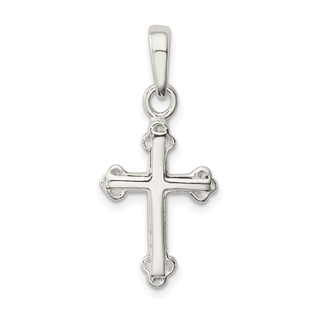 Sterling Silver Cross Pendant with Budded Arms and Fleur Accents Religious Jewelry for Men and Women