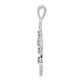 Purple CZ Cross Charm Pendant in Real 925 Sterling Silver