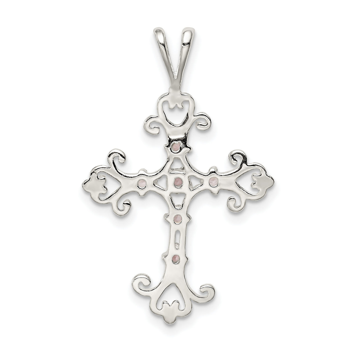 Purple CZ Cross Charm Pendant in Real 925 Sterling Silver