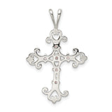 Purple CZ Cross Charm Pendant in Real 925 Sterling Silver