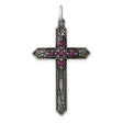 February Birthstone Cross Charm Pendant in Real 925 Sterling Silver