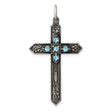 March Birthstone Cross Charm Pendant in Real 925 Sterling Silver