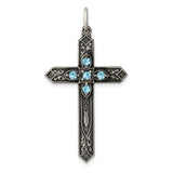 March Birthstone Cross Charm Pendant in Real 925 Sterling Silver