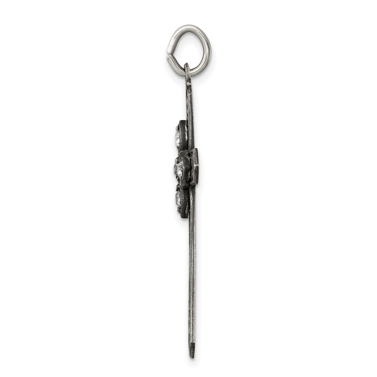 April Birthstone Cross Charm Pendant in Real 925 Sterling Silver