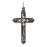 June Birthstone Cross Charm Pendant in Real 925 Sterling Silver