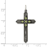 August Birthstone Cross Charm Pendant in Real 925 Sterling Silver