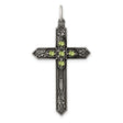 August Birthstone Cross Charm Pendant in Real 925 Sterling Silver