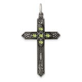 August Birthstone Cross Charm Pendant in Real 925 Sterling Silver