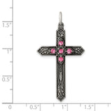 October Birthstone Cross Charm Pendant in Real 925 Sterling Silver