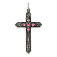 October Birthstone Cross Charm Pendant in Real 925 Sterling Silver
