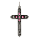 October Birthstone Cross Charm Pendant in Real 925 Sterling Silver