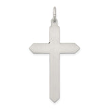 Sterling Silver Cross Pendant with Amber Marquise, Oxidized Finish, Vintage Gothic Style
