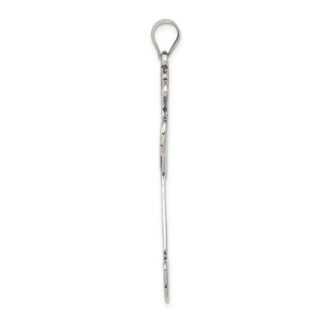 Sterling Silver Cross Pendant with Flared Arms and Textured Scroll Design