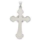 Sterling Silver Cross Pendant with Flared Arms and Textured Scroll Design
