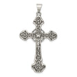 Sterling Silver Cross Pendant with Flared Arms and Textured Scroll Design