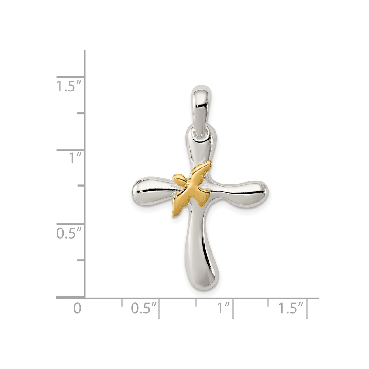 Sterling Silver Dove Cross Pendant, Minimal Christian Jewelry Symbolizing Faith and Hope