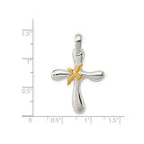 Sterling Silver Dove Cross Pendant, Minimal Christian Jewelry Symbolizing Faith and Hope