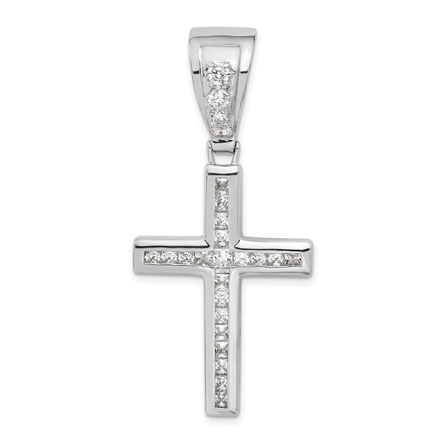 CZ Cross Charm Pendant in Real 925 Sterling Silver