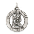 Open Saint Christopher Protect Us Words Charm Pendant in Real 925 Sterling Silver