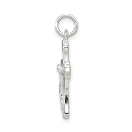 Sterling Silver Crucifix Pendant with Detailed Christ Figure and Flared Cross Design