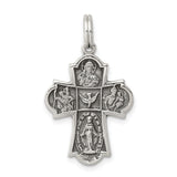 Sterling Silver Cross Pendant with Oxidized Finish, Antique Christian Design