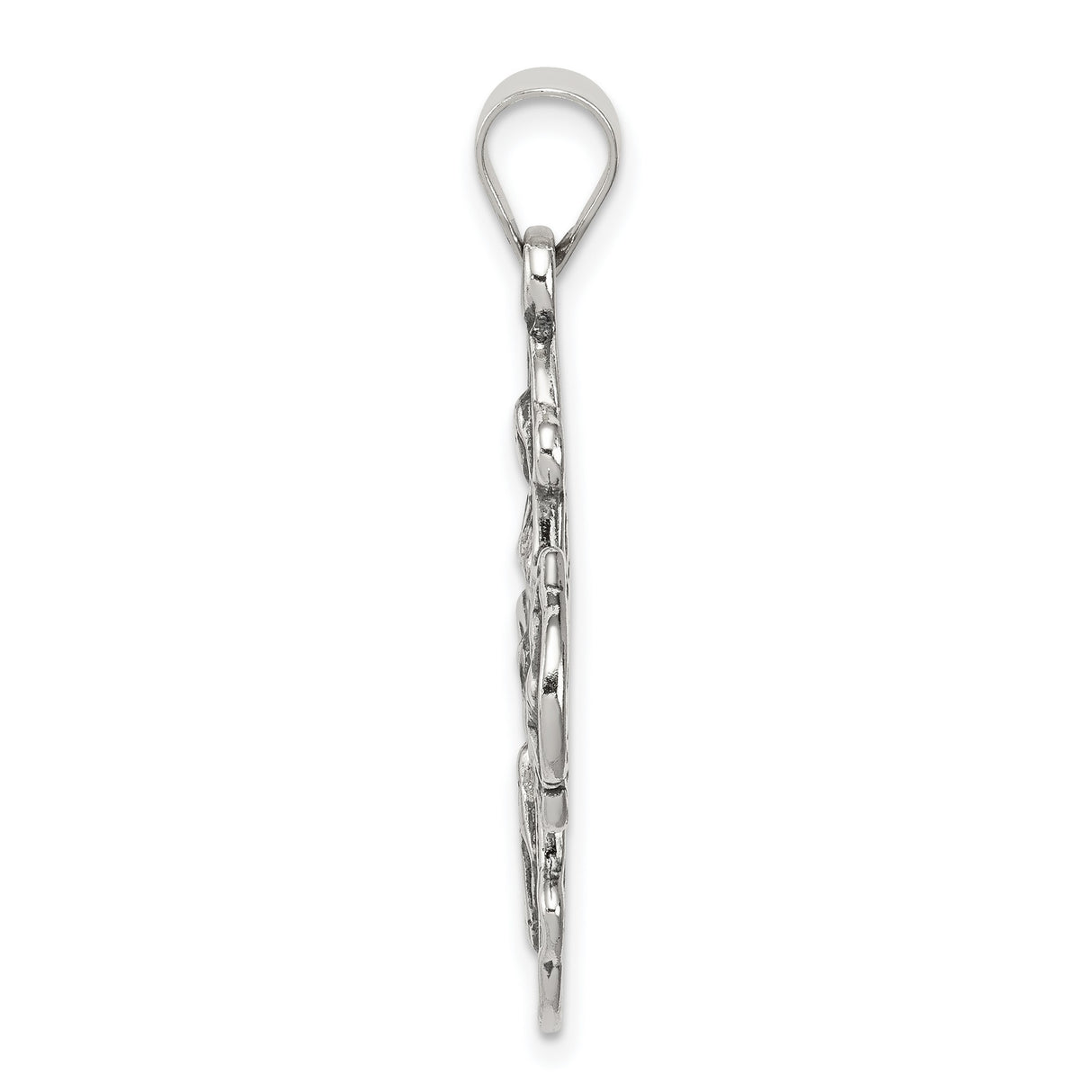 Antiqued Budded Four Way Cross Charm Pendant in Real 925 Sterling Silver