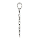 Antiqued Budded Four Way Cross Charm Pendant in Real 925 Sterling Silver