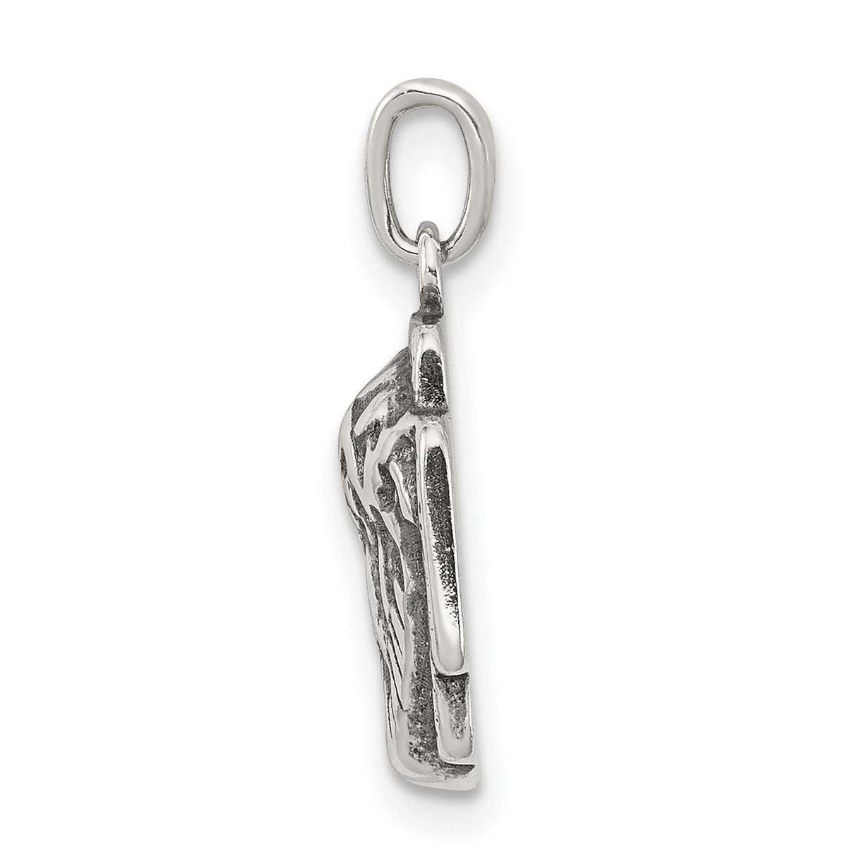Sterling Silver Jesus Christ Pendant with Crown of Thorns, Religious Medal for Men