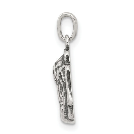 Sterling Silver Jesus Christ Pendant with Crown of Thorns, Religious Medal for Men